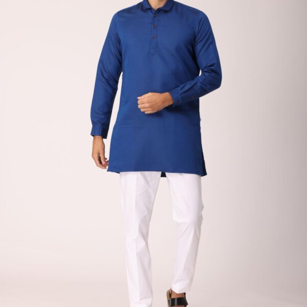 Men Medium Kurtha  Blue Pathani Cotton Kurta